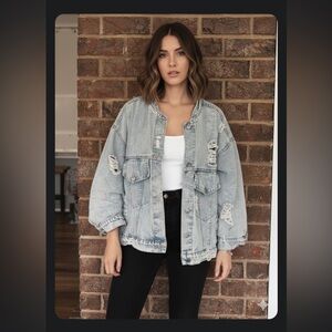 Distressed Oversized Denim Jacket